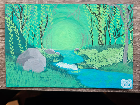 "Green Paradise" Postcard Painting